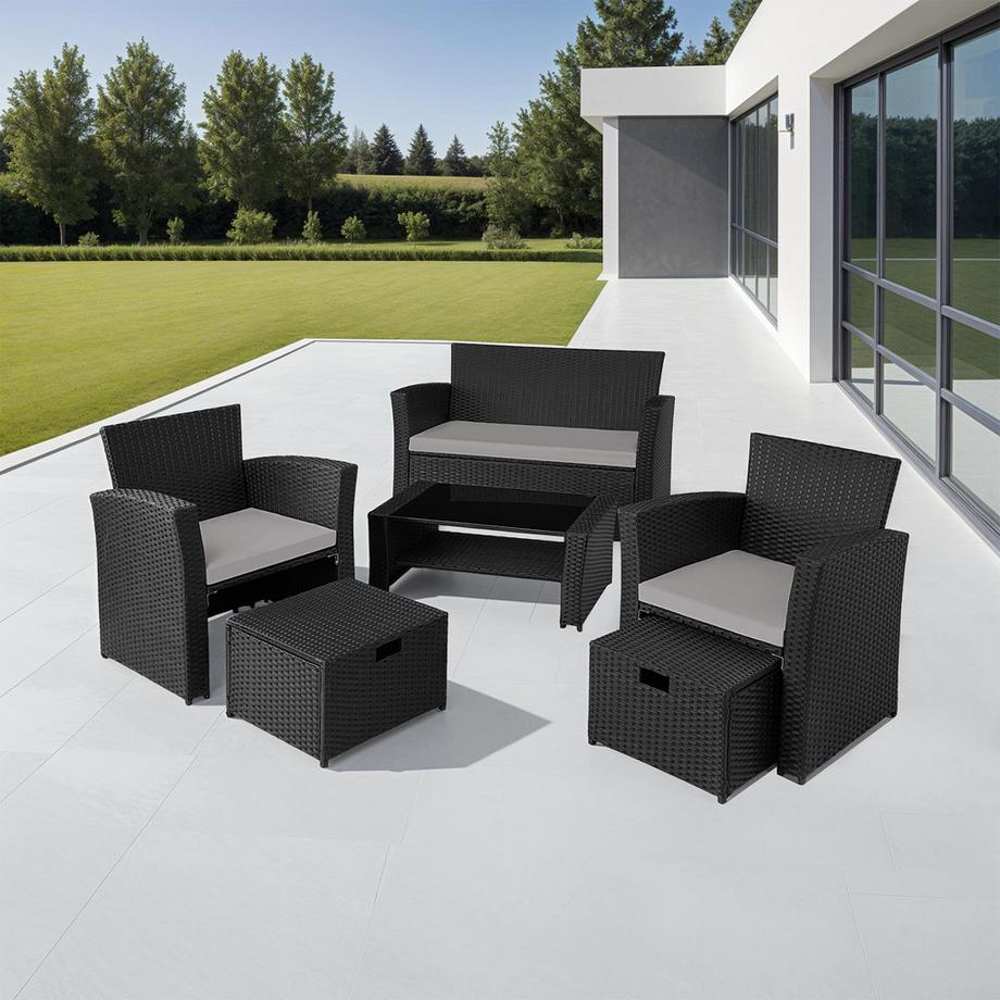 Tectake Salottino in rattan  Modena  da 4 a 6 persone  
