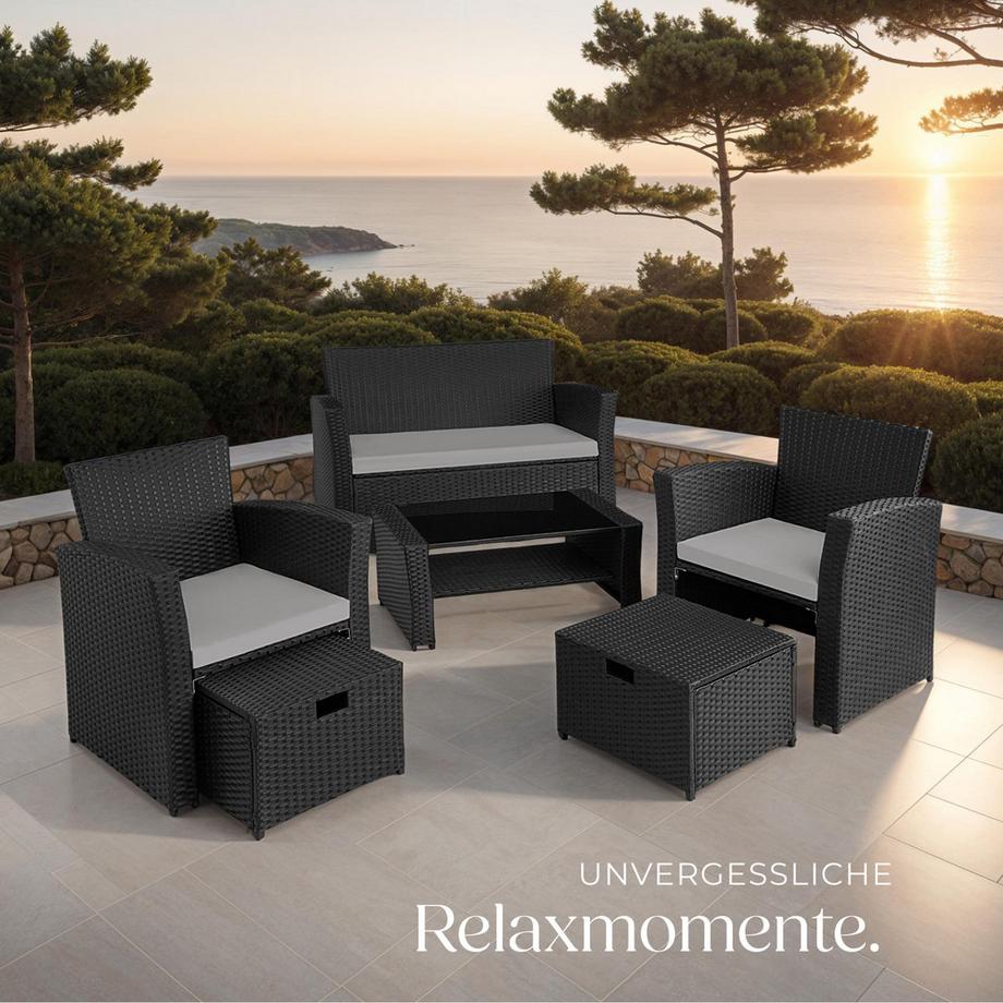 Tectake Salottino in rattan  Modena  da 4 a 6 persone  