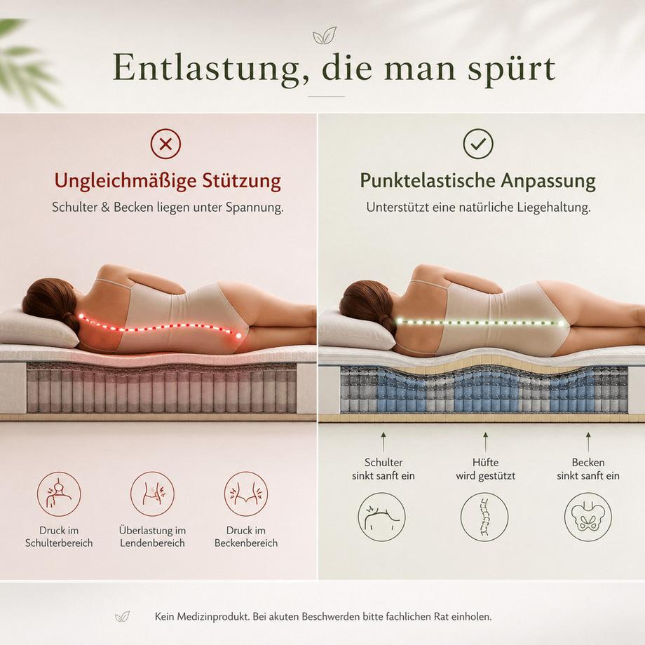 Mara Vital Matratze Naturale T-1000 mit Naturlatex - Mittel - Federkernmatratze  