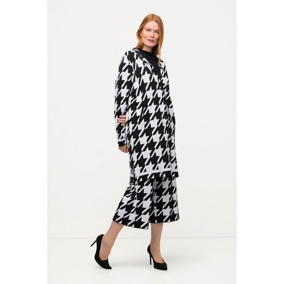 Ulla Popken Strickjacke Hahnentrittmuster Reverskragen  