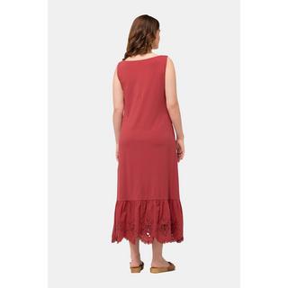 Ulla Popken  Robe maxi avec ligne A, décolleté rond, sans manches. Coton bio 