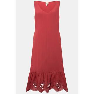 Ulla Popken  Robe maxi avec ligne A, décolleté rond, sans manches. Coton bio 