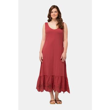 Robe maxi avec ligne A, décolleté rond, sans manches. Coton bio