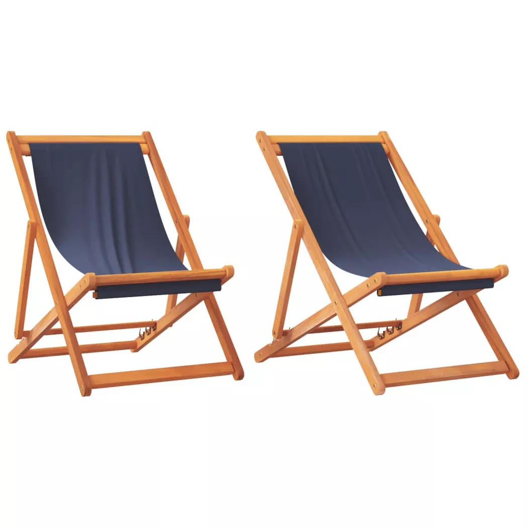 Sedie Da Spiaggia Pieghevoli 2 Pz In Tessuto Blu - Vidaxl