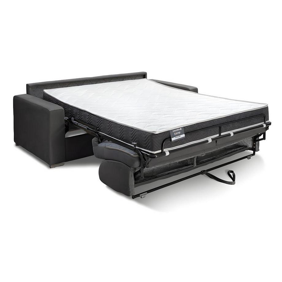 Vente-unique Canapé 2 places convertible express en velours beige - Couchage lattes larges 120 cm - Matelas 18 cm avec mémoire de forme CALITO  