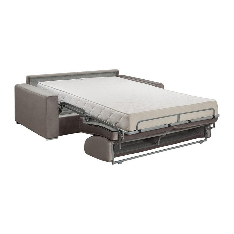 Vente-unique Canapé 2 places convertible express en velours beige - Couchage lattes larges 120 cm - Matelas 18 cm avec mémoire de forme CALITO  