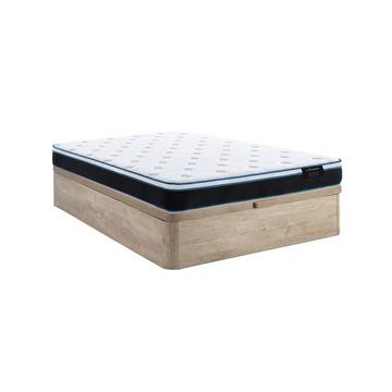 Ensemble 160 x 200 cm sommier coffre naturel clair + matelas ressorts ensachés et mémoire de forme ép.25cm - SETTIMO de YSMÉE