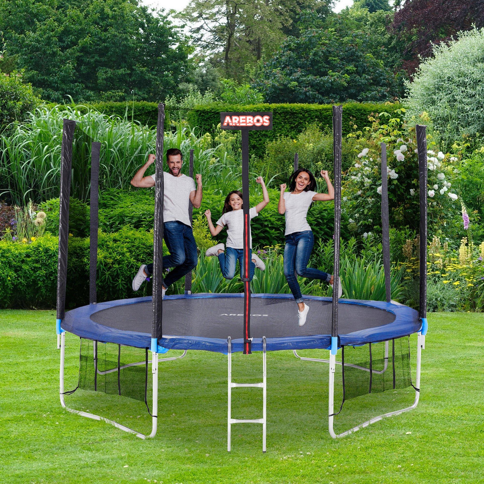 Arebos  Tapis de saut Ø 323 cm pour trampolines de Ø 366 cm, ressorts de 140 mm et 72 œillets 