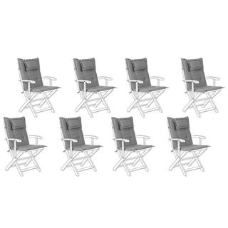 Beliani Lot de 8 coussins pour chaises de jardin en Polyester Scandinave MAUI  