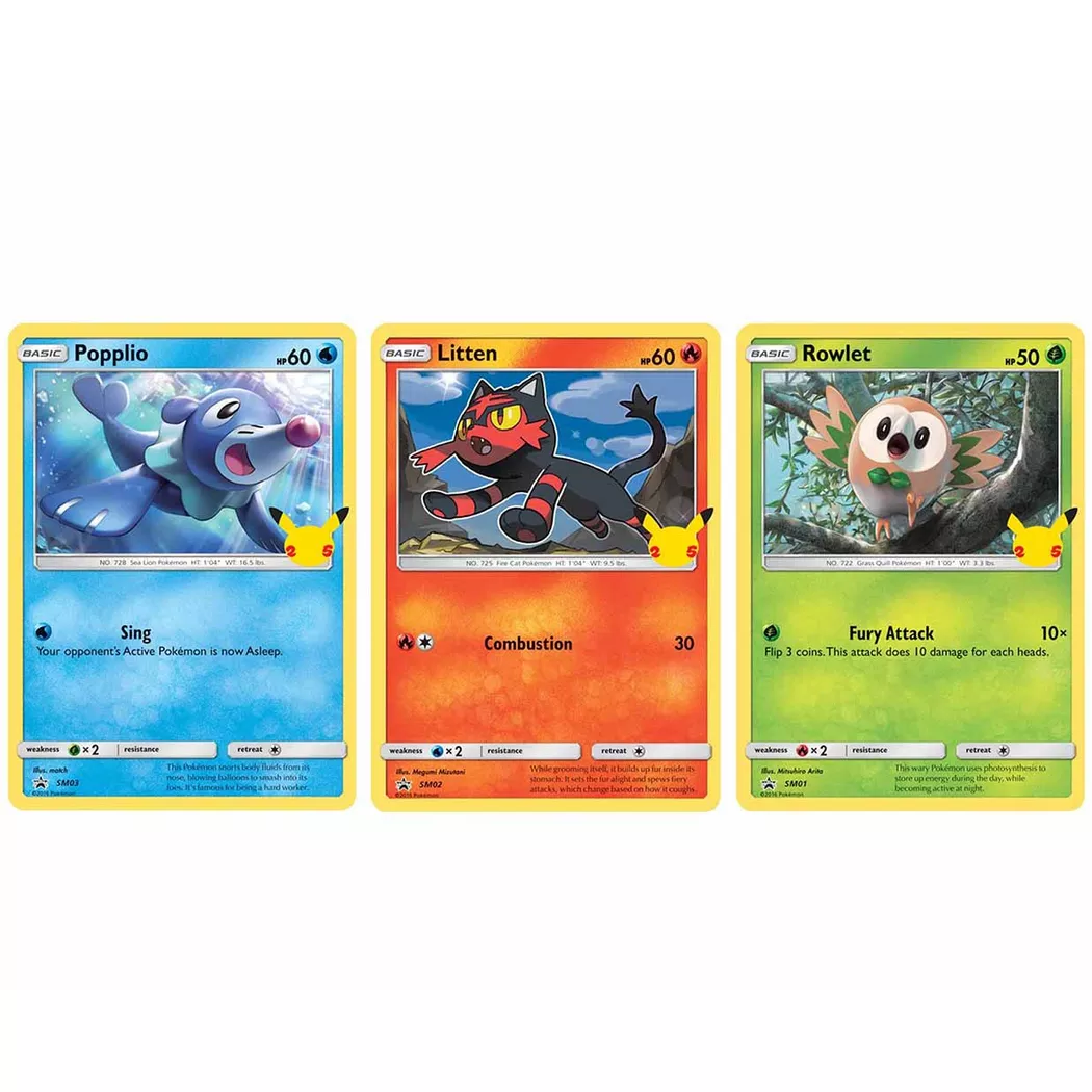 Pokémon - 25th Anniversary Alola Starters 3 Pack Jumbo Promos (EN), Multicolor