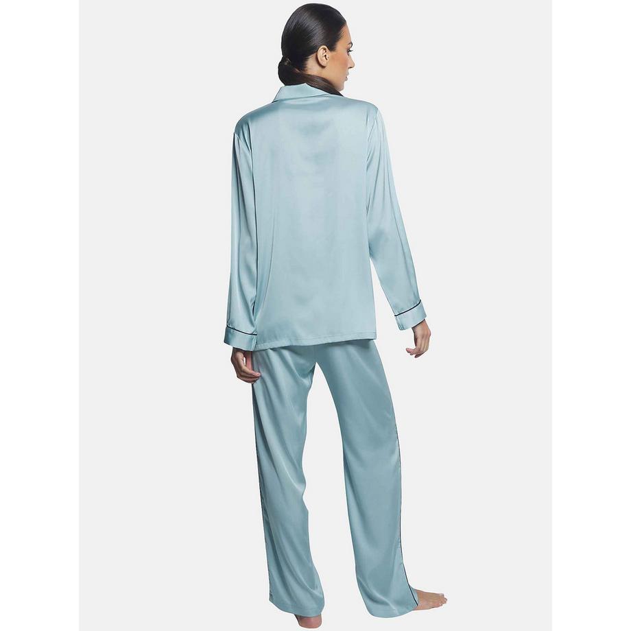 Selmark Satin Pyjama Chemise et Pantalon Manches Longues  