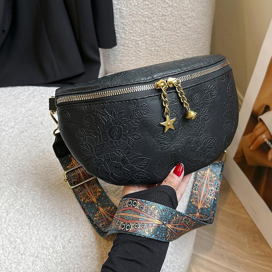 Only-bags.store Sac bandoulière rétro élégant à motif floral avec large sangle  