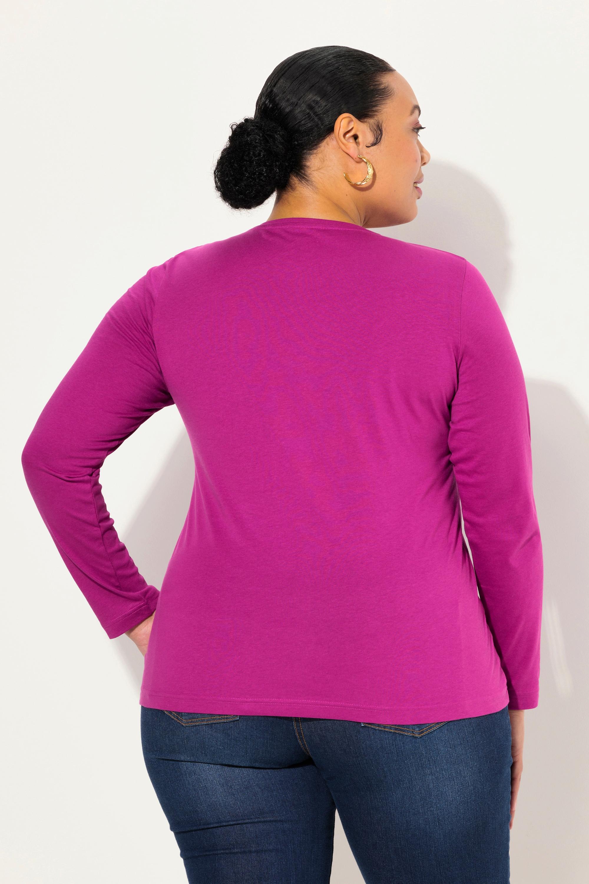 Ulla Popken T-shirt Slim Manches Longues Col Rond  