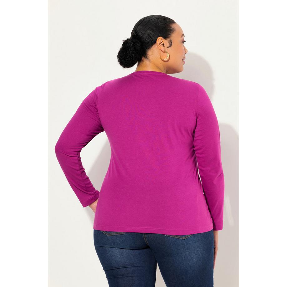 Ulla Popken T-shirt Slim Manches Longues Col Rond  