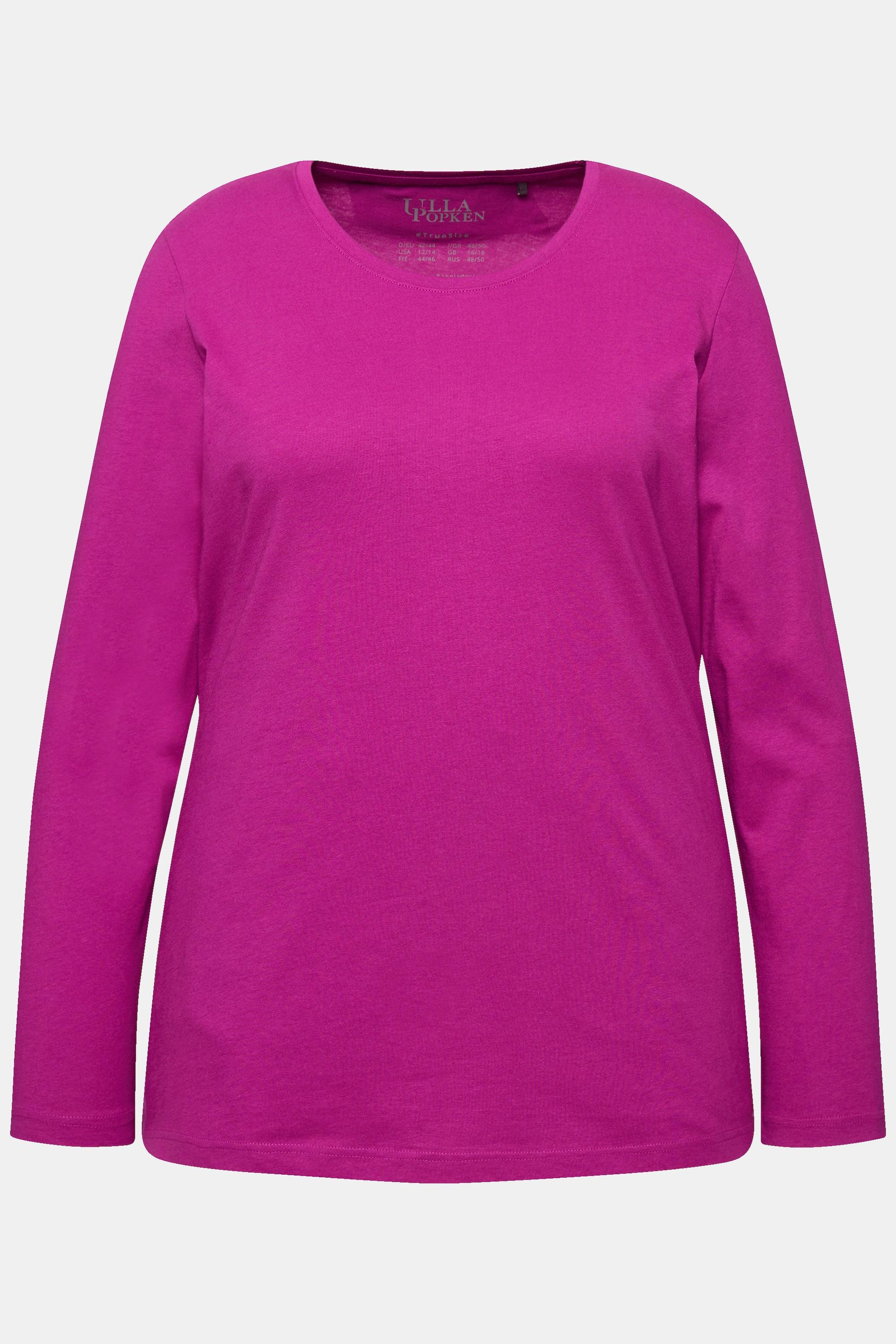 Ulla Popken T-shirt Slim Manches Longues Col Rond  