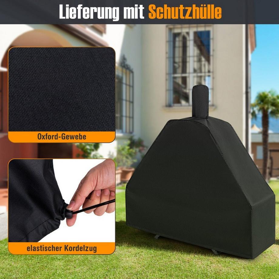 Northix Pizzaofen Outdoor Pizzaofen mit Seitenablagen Grillrost aus Edelstahl Pizzaschaufel für Garten  