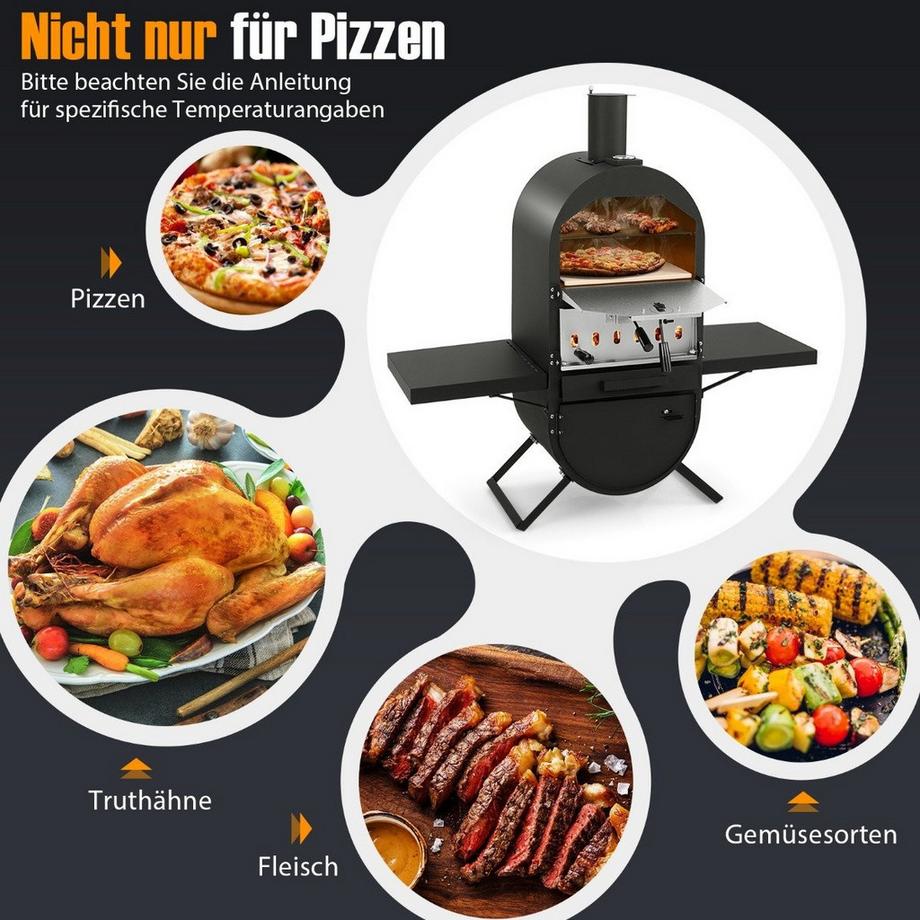 Four à pizza four à pizza extérieur avec étagères latérales grille en acier inoxydable pelle à pizza pour jardin