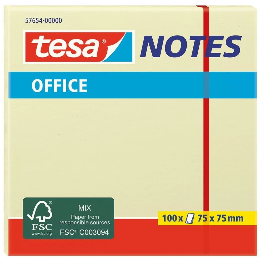 TESA Office Notes 75x75mm 576540000 jaune 100 flls.