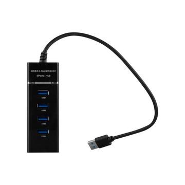 Hub USB multi-interface 4 ports USB 3.0 Plug & Play avec USB mâle, femelle et alimentation pour les appareils avec port de charge USB - Adaptateur Port Interface Connexion SCHWARZ