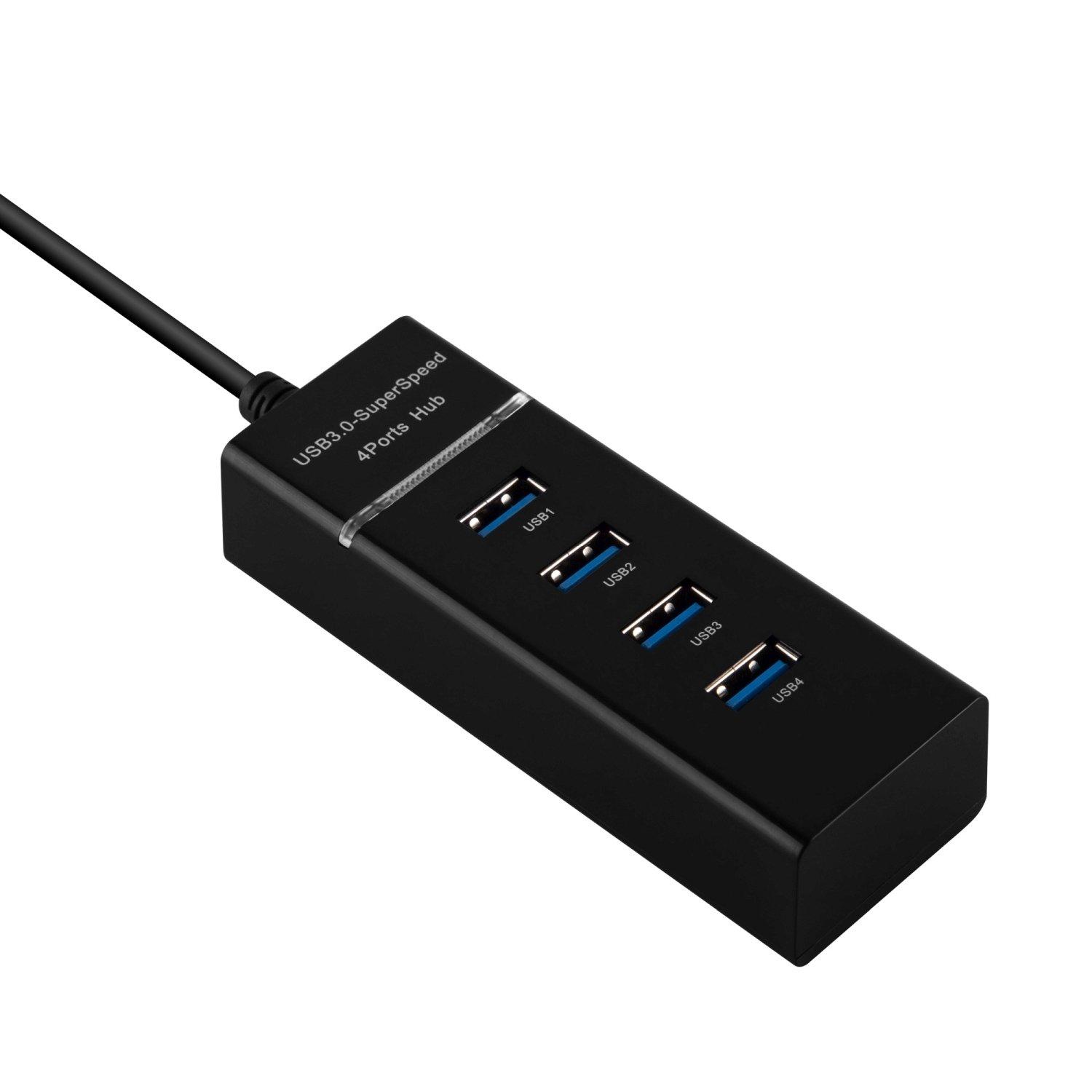 Cadorabo  Hub USB multi-interface 4 ports USB 3.0 Plug & Play avec USB mâle, femelle et alimentation pour les appareils avec port de charge USB - Adaptateur Port Interface Connexion SCHWARZ 