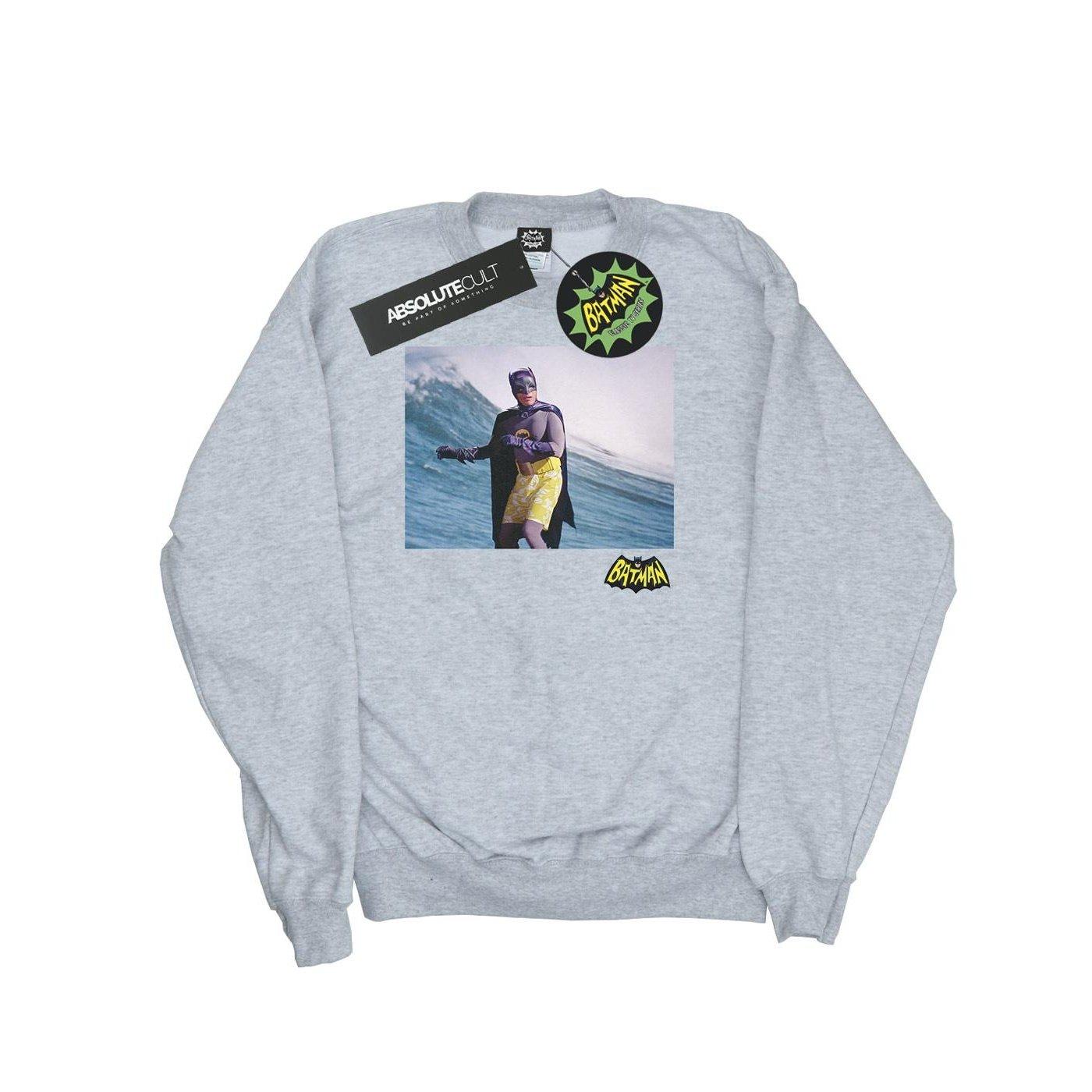 Image of Batman Tv Series Surfing Logo Sweatshirt Mädchen Grau 116