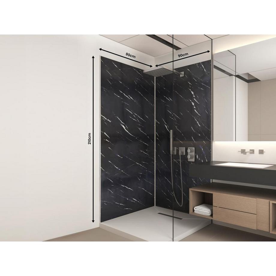 Vente-unique Pannello per parete da doccia effetto marmo con profili 2 x L90 x H210 cm in Alluminio - Lotto di 2 - ENEKO  