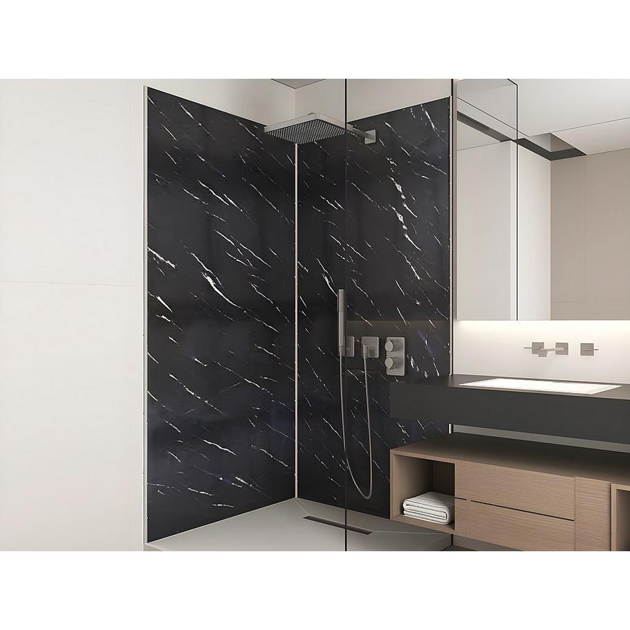 Vente-unique Pannello per parete da doccia effetto marmo con profili 2 x L90 x H210 cm in Alluminio - Lotto di 2 - ENEKO  