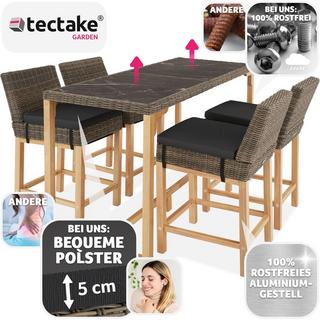 Tectake Rattan Bartisch Lovas mit 4 Stühlen Latina  