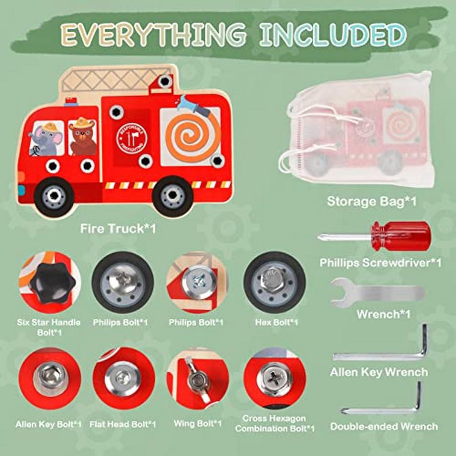 Activity-board  Tournevis jouet en bois avec sac de rangement, jouet de motricité 