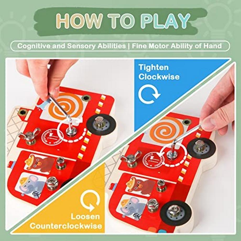 Activity-board  Tournevis jouet en bois avec sac de rangement, jouet de motricité 