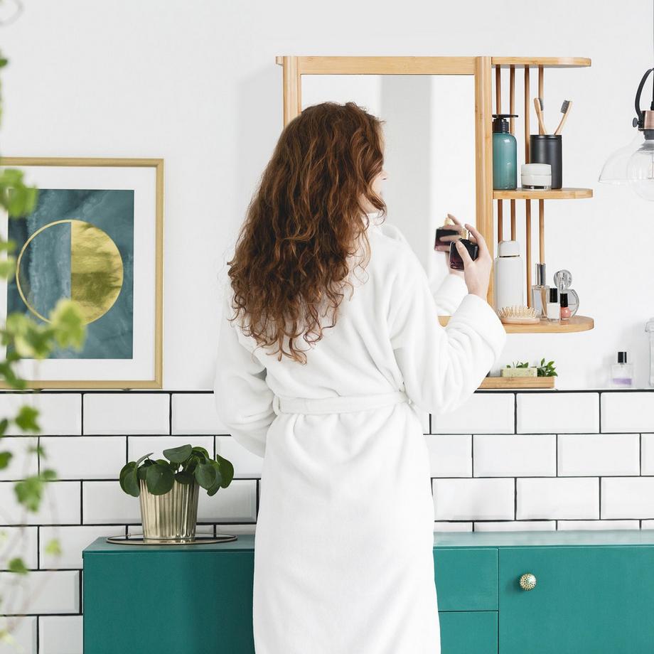 B2X Bambus-Wandregal mit Spiegel  