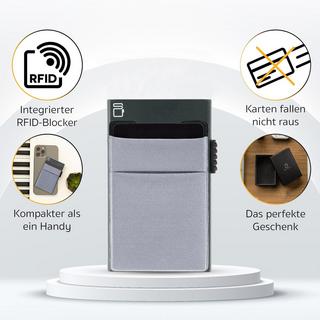 Only-bags.store  Kartenhalter mit Münzfach | Credit Card Holder Slim Wallet | Kartenhalter mit RFID-Geldbörse | Mini-Kreditkartenhalter Modern aus Aluminium 