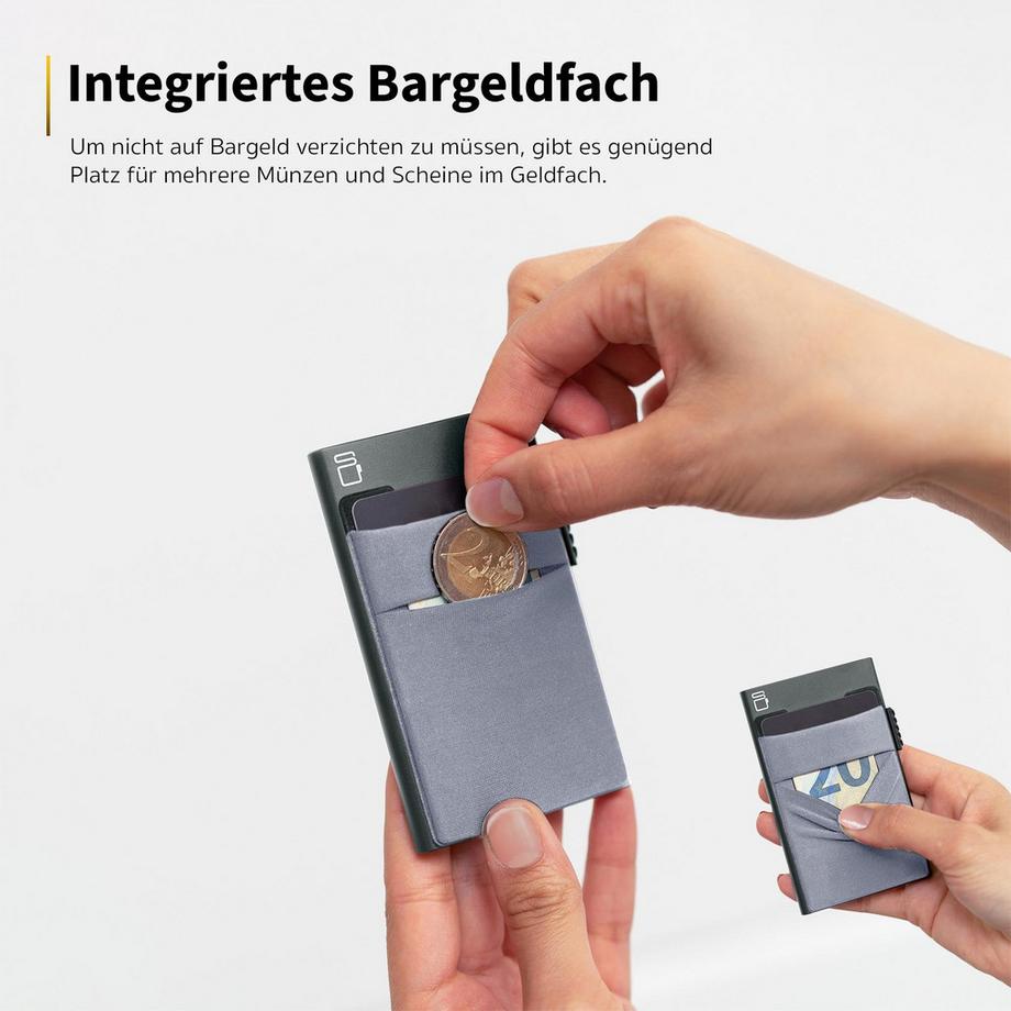 Only-bags.store Kartenhalter Slim Wallet mit Münzfach RFID Aluminium  