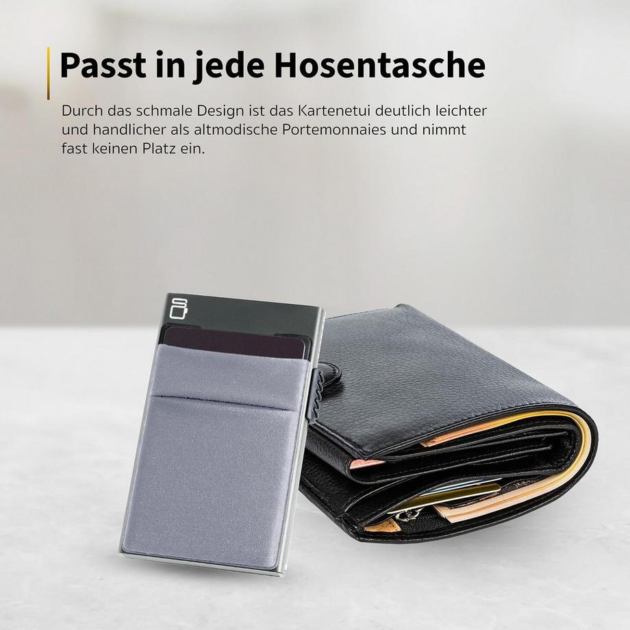 Only-bags.store Kartenhalter Slim Wallet mit Münzfach RFID Aluminium  