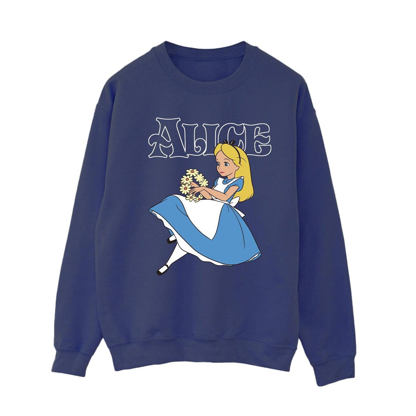 Image of Alice In Wonderland Flowers Sweatshirt Damen Marine L
