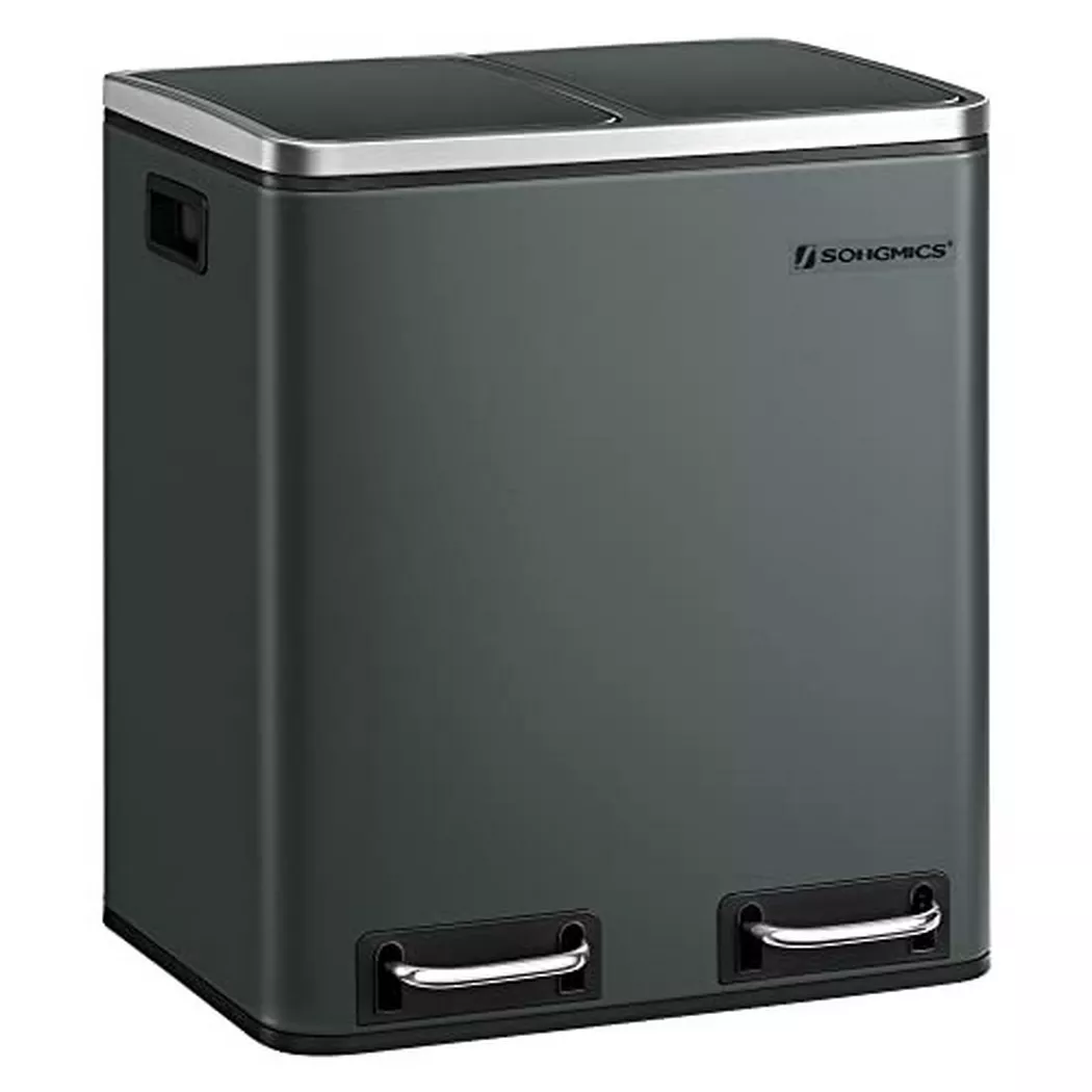 Pricenet – Stufenabfalleimer mit zwei Fächern und Soft-Close-Deckel, 30 l, 47cm