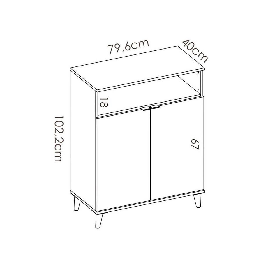 Vente-unique Küchenschrank WAJDI 2 Türen 1 Ablage Eiche  