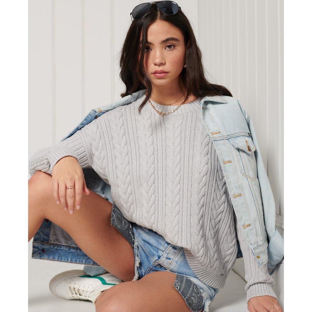 Superdry Maglione a trecce con spalle scese  