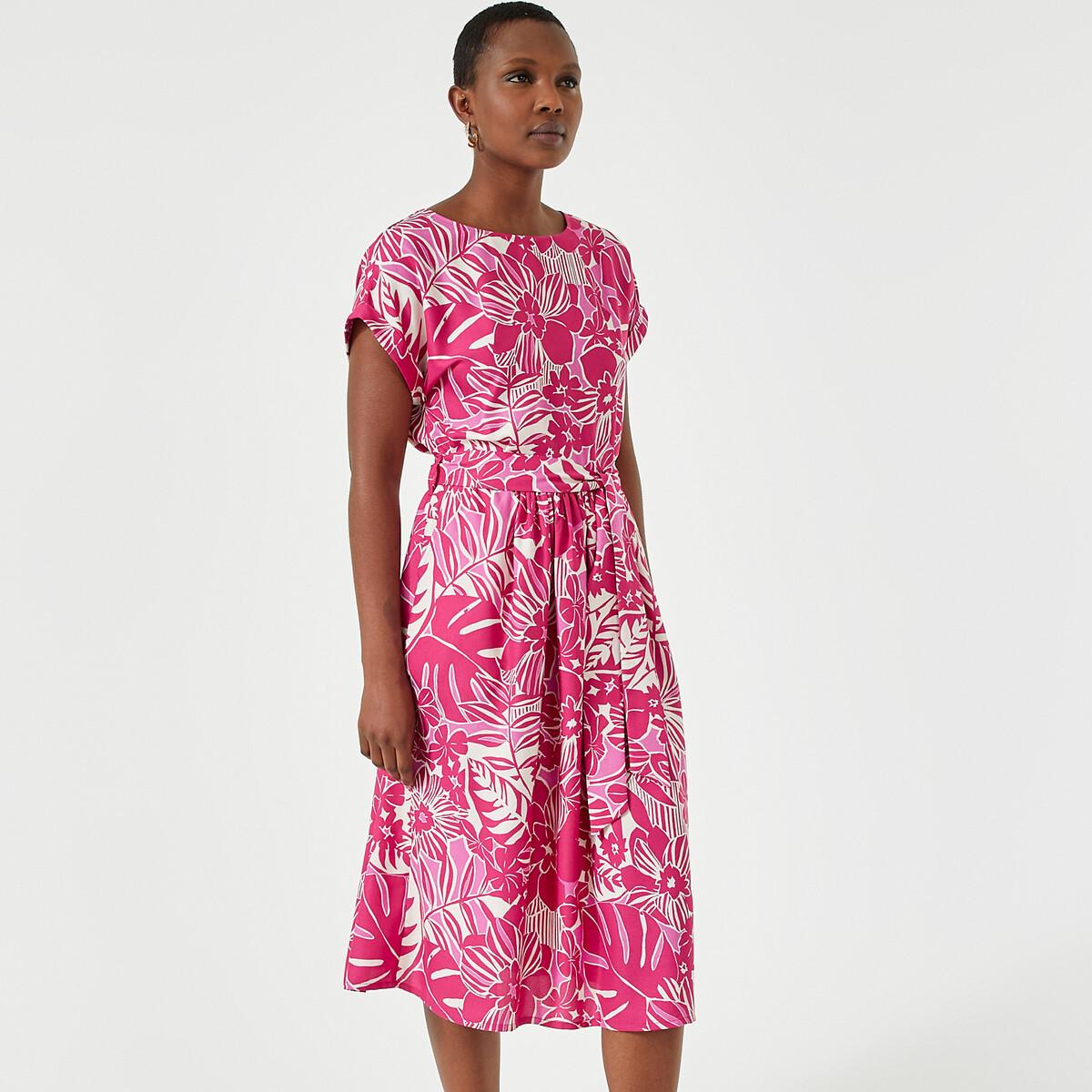 Image of Ausgestelltes Midi-kleid Mit Blumenmuster Damen Rosa 38