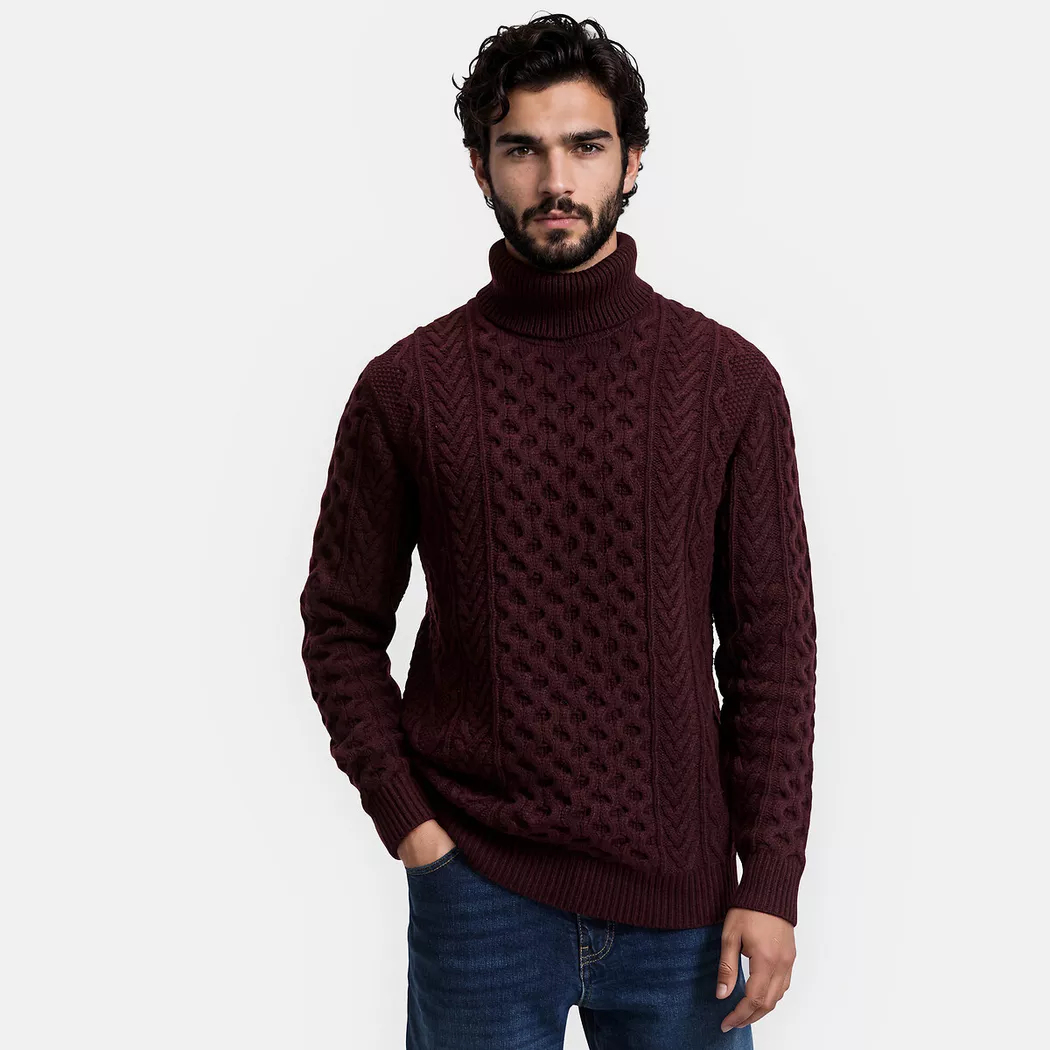 La Redoute Collections - Rollkragenpullover mit Zopfmuster, für Herren, Rot, Größe XXL