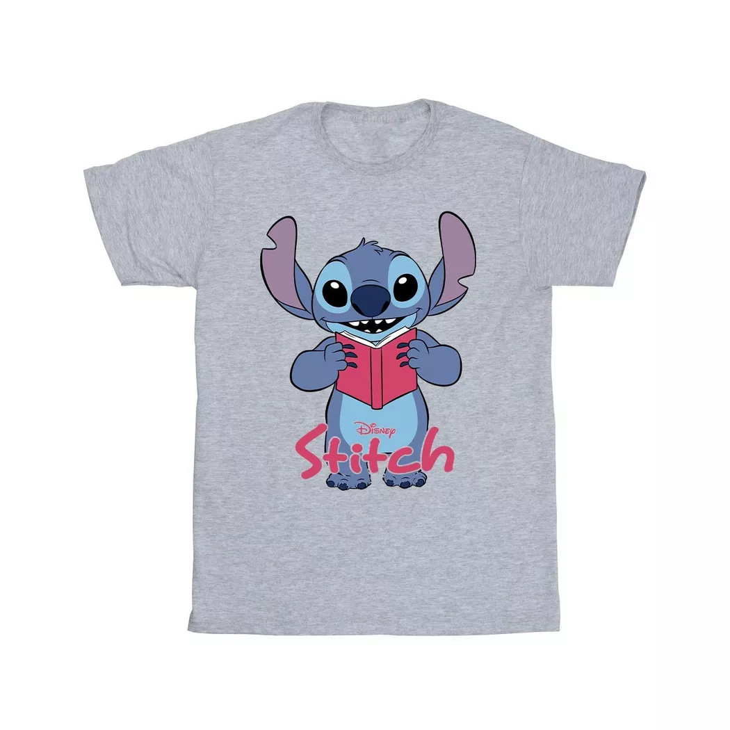 Lilo & Stitch - Reading Standing T-Shirt, 128, Grau