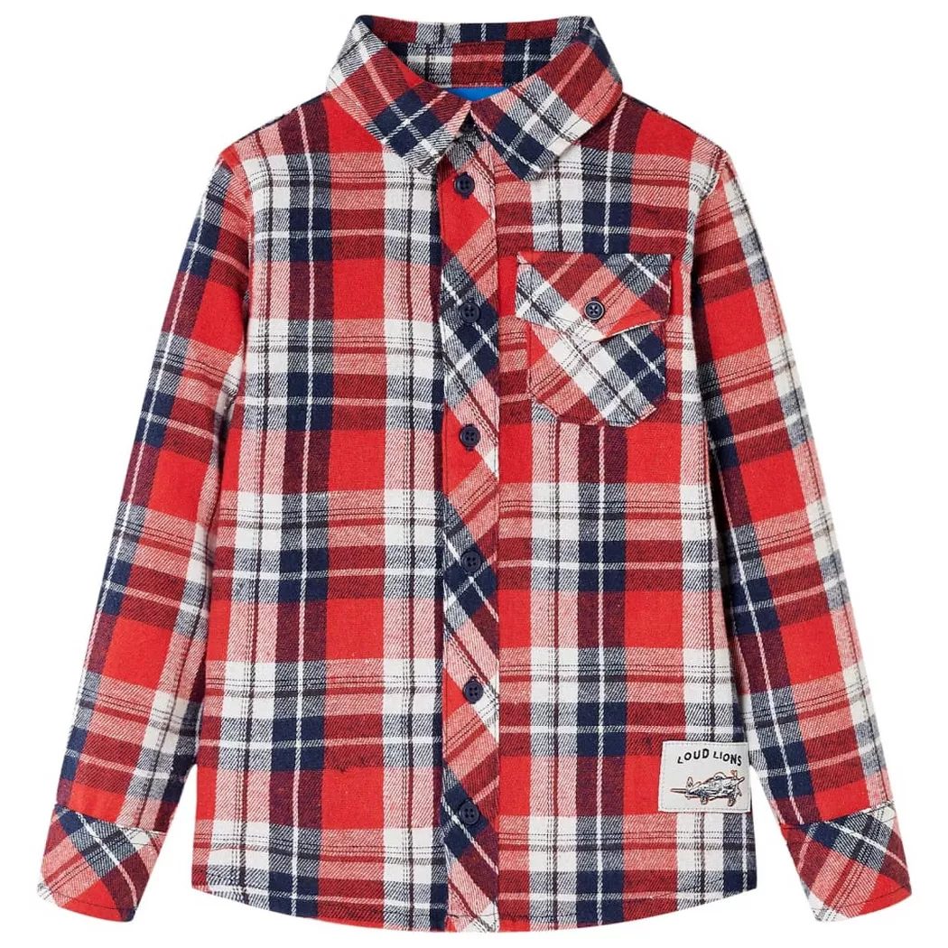 VidaXL - Kariertes kinderhemd baumwolle, One Size, Rot Bunt