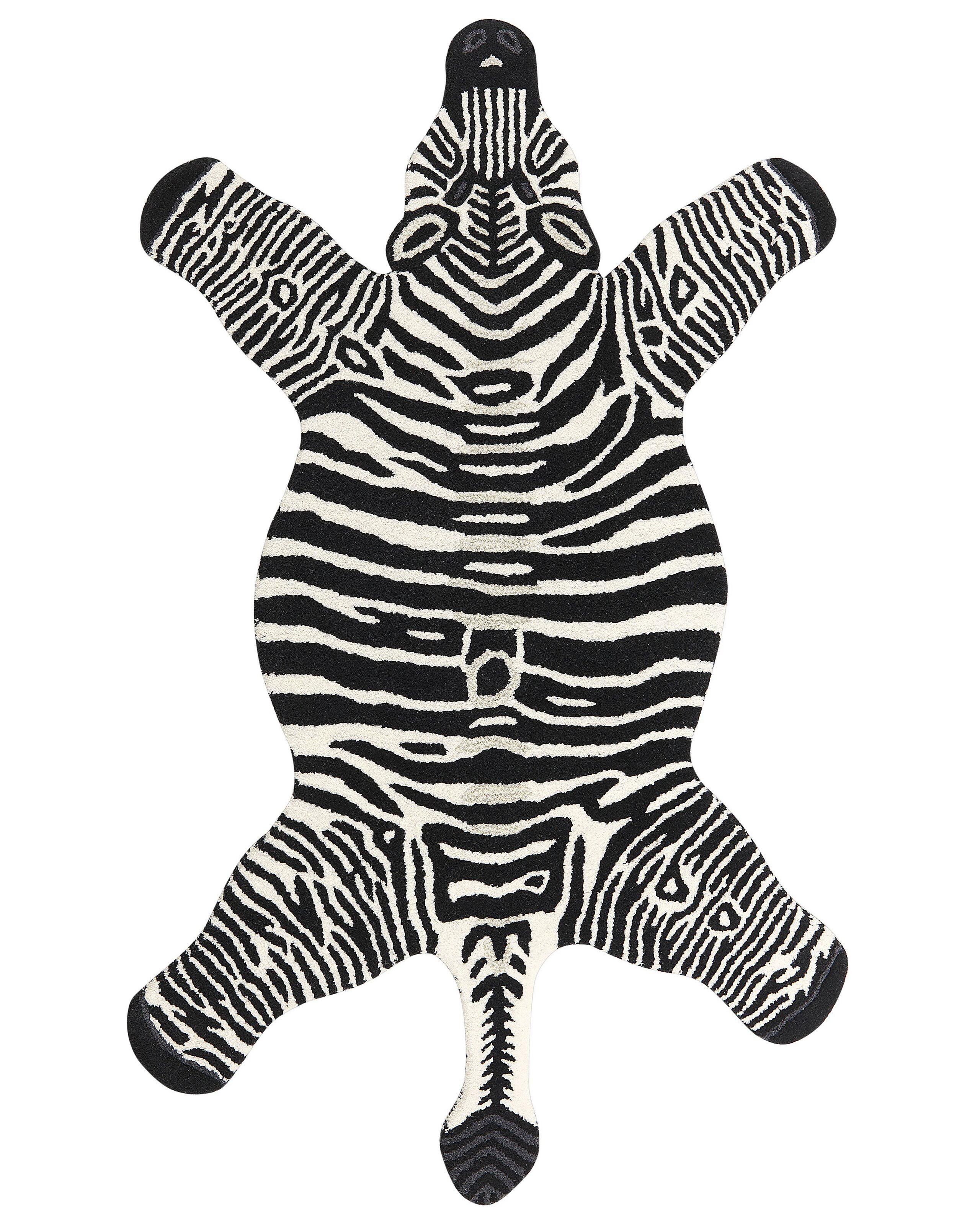 Image of Teppich Aus Wolle Modern Marty Unisex Schwarz 100cm