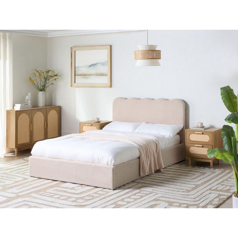 Beliani Bett mit Stauraum aus Bouclé  NANTERRE  