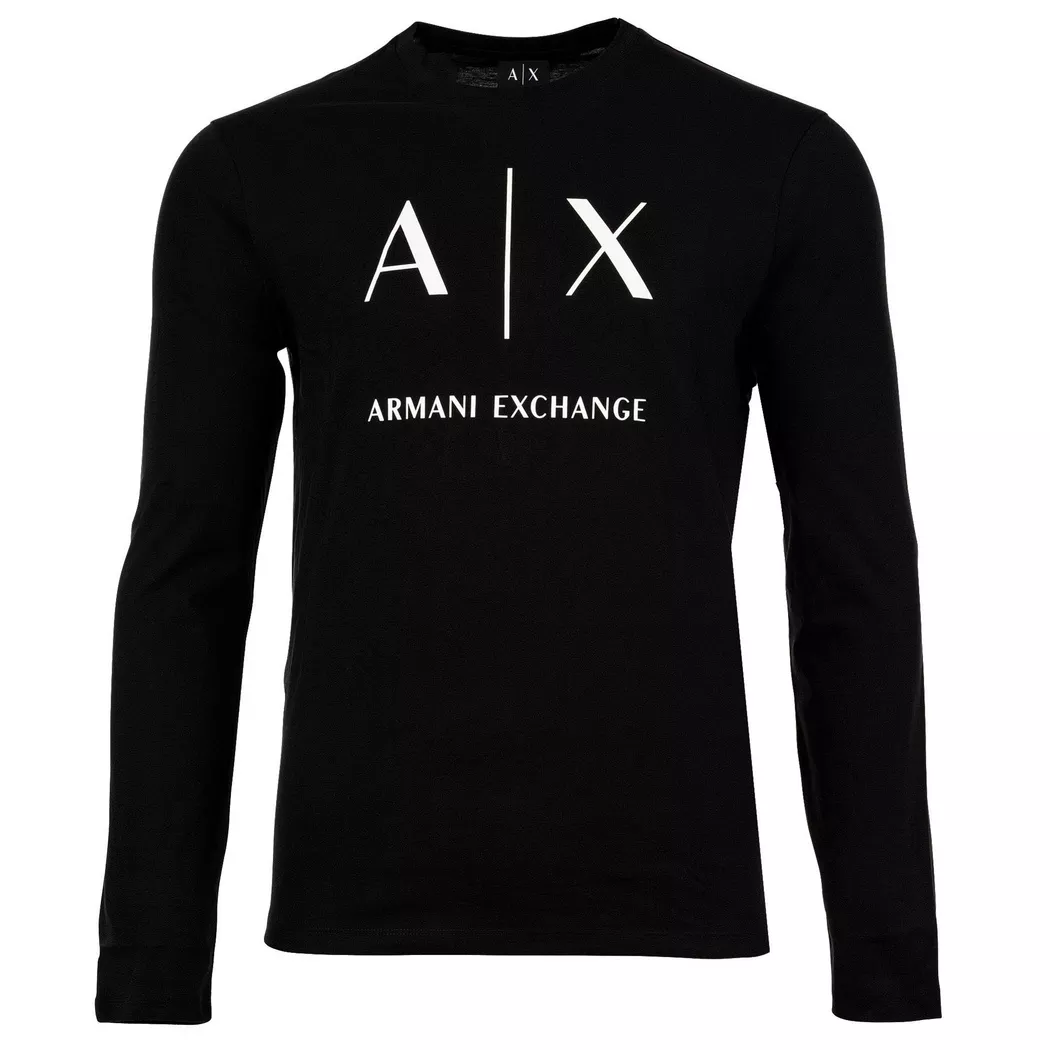 Armani Exchange - Longsleeve  1er Pack Bequem sitzend-T-SHIRT, für Herren, Schwarz, Größe L