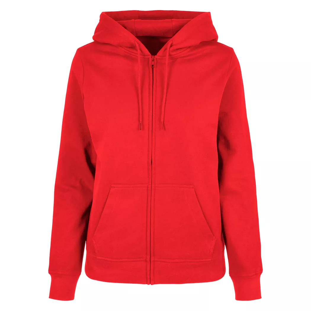Build Your Own - Basic Hoodie mit durchgehendem Reißverschluss, für Damen, Rot Bunt, Größe 44
