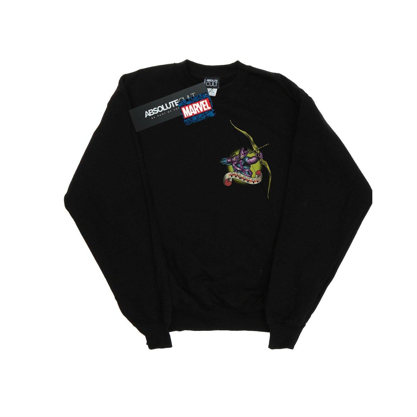 Image of Hawkeye Tattoo Breast Print Sweatshirt Unisex Schwarz 152-158