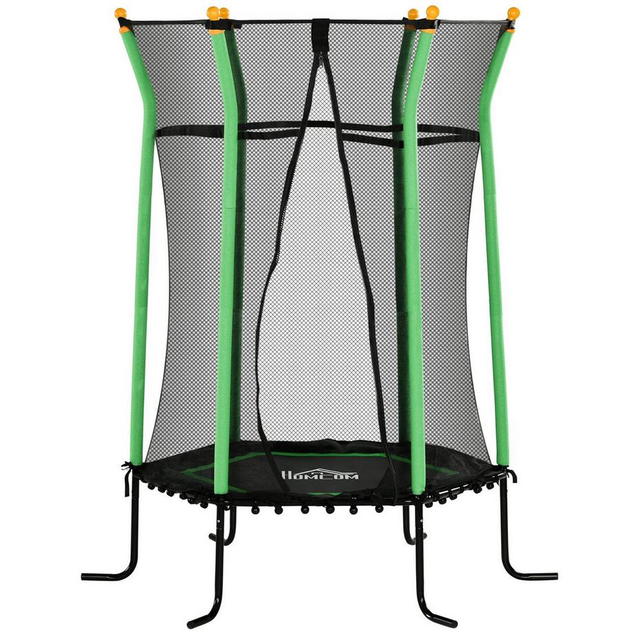 Trampoline pour enfants Ø163,5 cm, trampoline d'intérieur avec filet de sécurité recouvert de corde en caoutchouc, trampoline pour enfants jusqu'à 50 kg, pour enfants de 3 à 10 ans vert