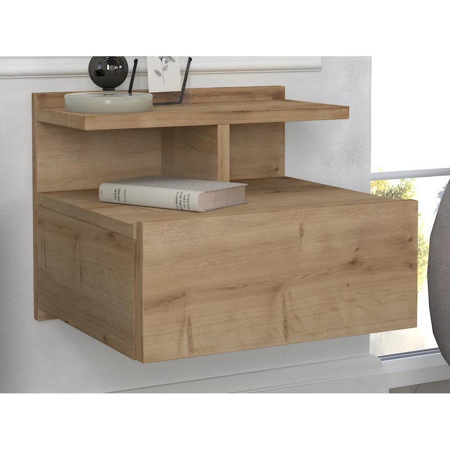 Vente-unique Comodino sospeso 1 cassetto Naturale - Lotto di 2 - AZELNO  