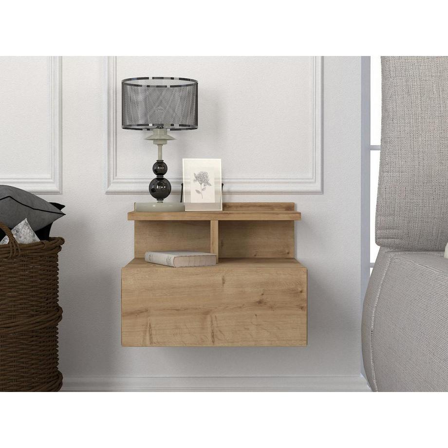 Vente-unique Comodino sospeso 1 cassetto Naturale - Lotto di 2 - AZELNO  